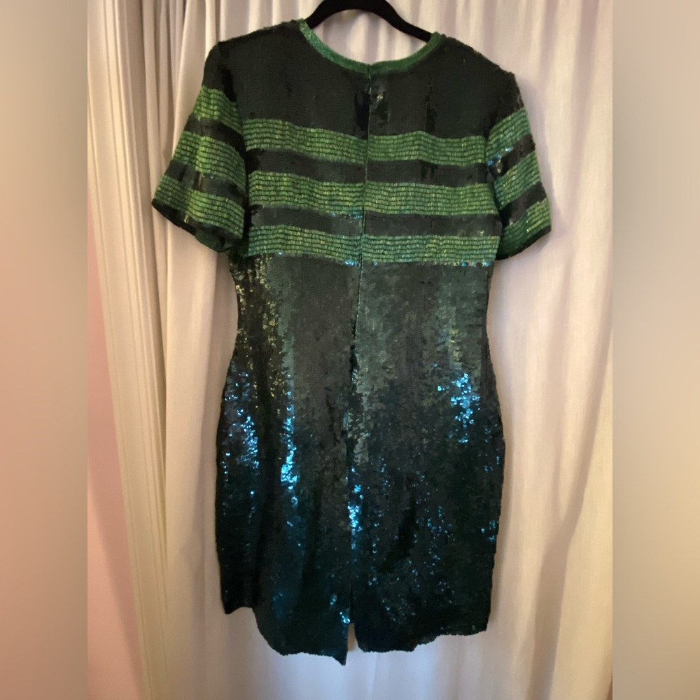 Stunning Fully Beaded & Sequined Emerald Green Mini Dress Silk - Picture 11 of 16